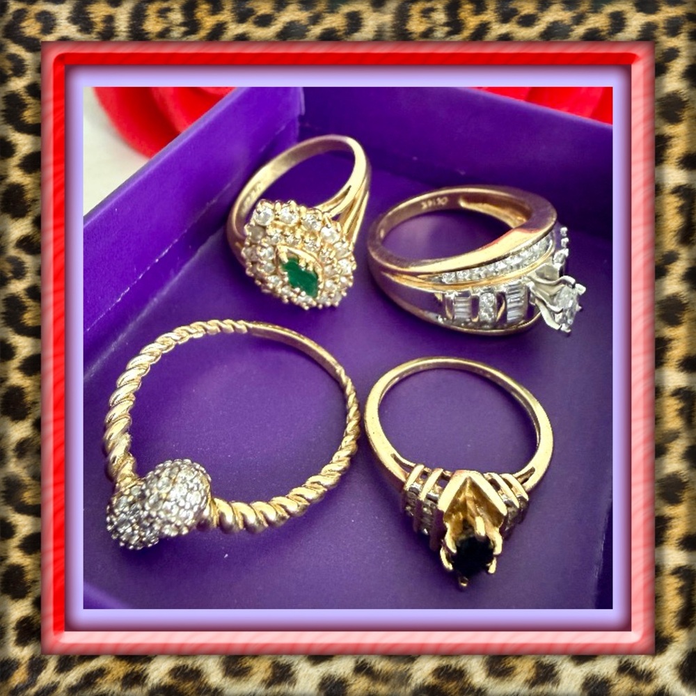 👑✅PRICE FIRM✅ 4 Genuine Solid 14kt & 10kt Gold Diamond Rings Set